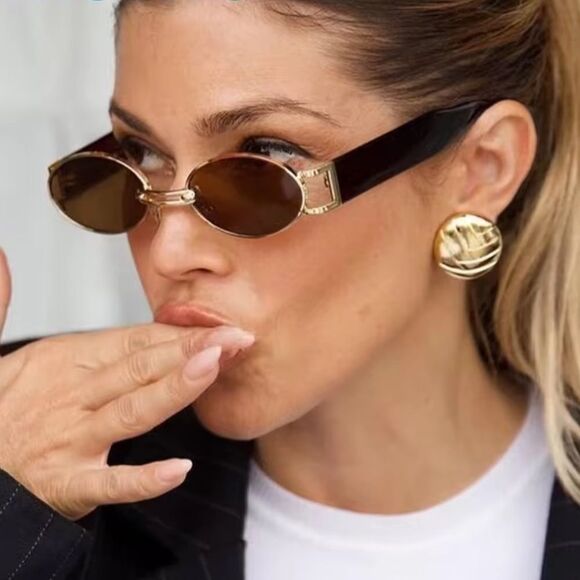 Vintage style brown frame sunglasses E16 - Picture 2 of 4